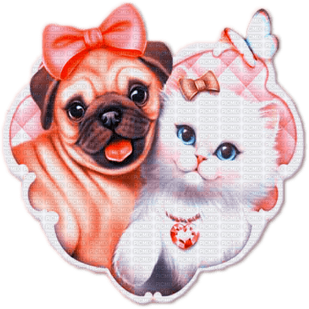 soave dog cat animals friends pink  brown - δωρεάν png