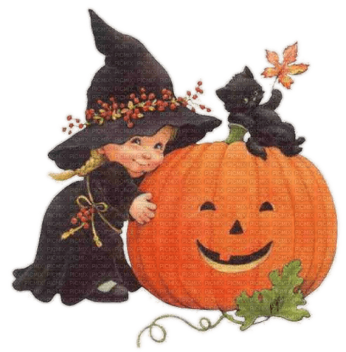 Halloween, Hexe, Kürbis - png gratis