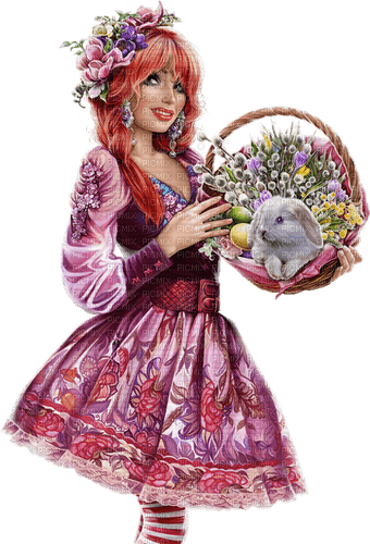 Easter. Rabbit. Women. Leila - zadarmo png
