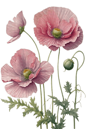 fleurs pavot rose - безплатен png