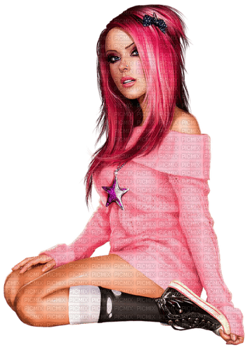 woman fashion emo pink - PNG gratuit