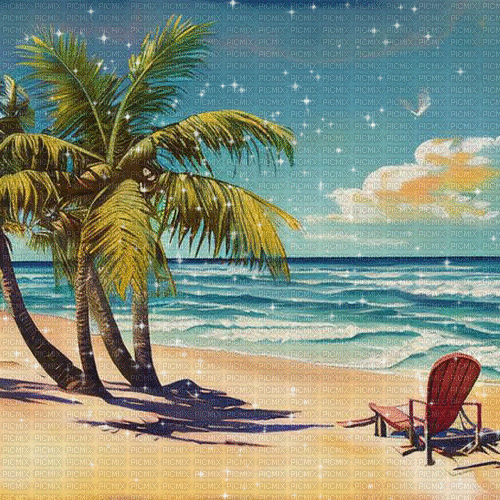 springtimes beach sea animated background - GIF animé gratuit
