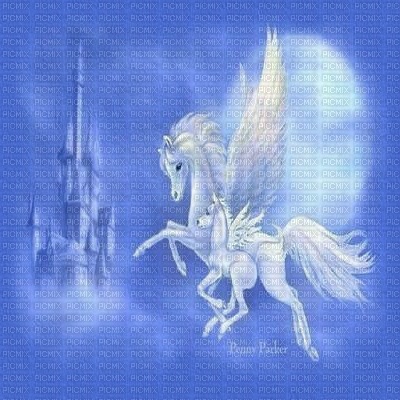 kikkapink blue fantasy unicorn background moon - δωρεάν png