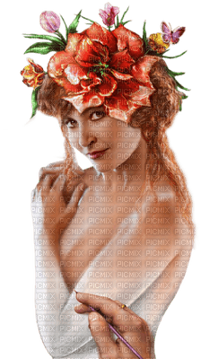 loly33 femme  woman  flower - Free PNG