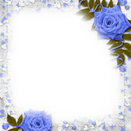 Frame.Roses.White.Blue - KittyKatLuv65 - ilmainen png