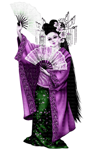 Asian.Woman.Purple.Green - besplatni png