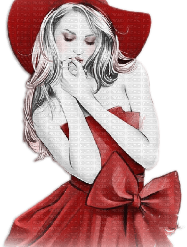 soave woman fashion black white red hat - gratis png