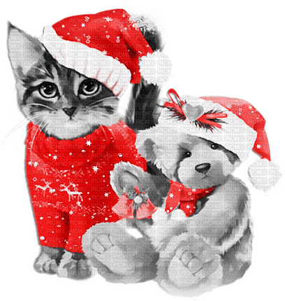 soave deco christmas winter animals cat bear toy - PNG gratuit