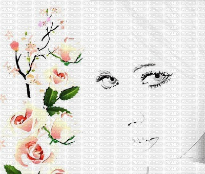 image encre couleur texture femme visage fleurs roses printemps edited by me - gratis png