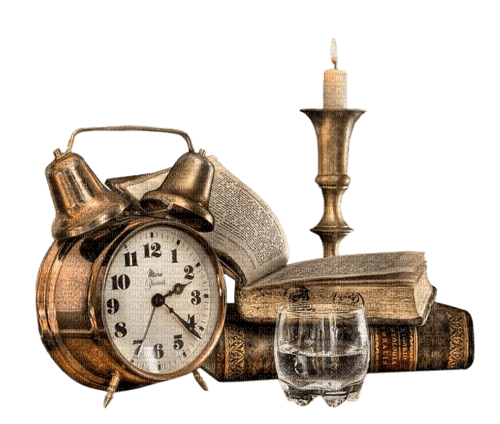 book clock candle deco sunshine3 - 免费PNG