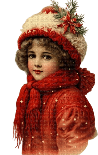 enfant, kind, child, vintage, christmas, winter - PNG gratuit