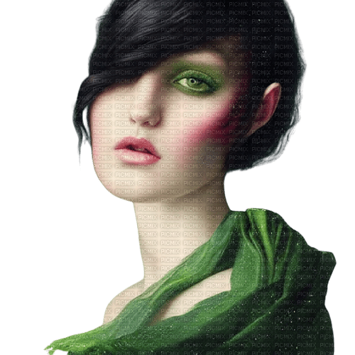 kikkapink fashion woman black hair green eyes - darmowe png