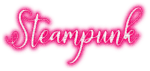 Steampunk.Text.Neon.White.Pink - By KittyKatLuv65 - gratis png