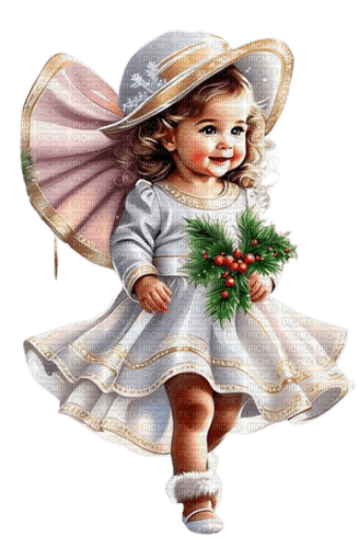 Christmas, vintage child - PNG gratuit