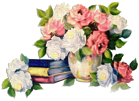 soave deco vintage flowers rose vase book pink - фрее пнг