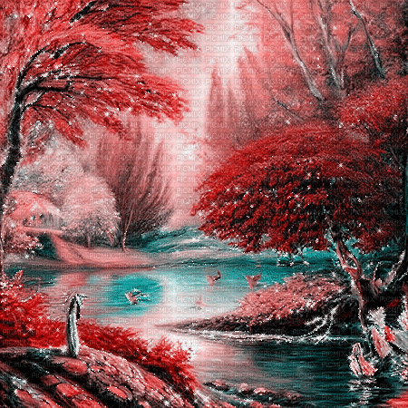 kikkapink autumn background swan lake - Zdarma animovaný GIF