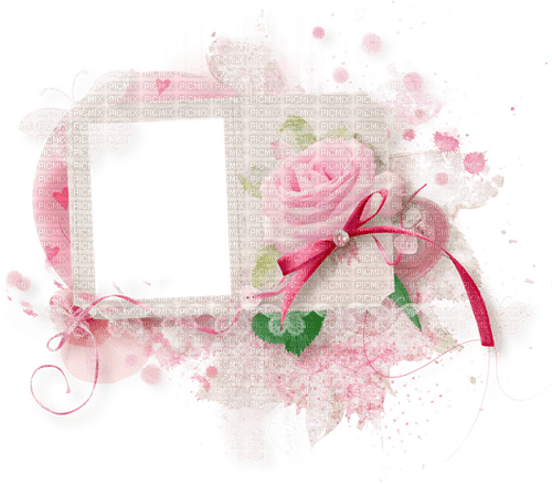 Pink rose frame paper white deco [basilslament] - png grátis