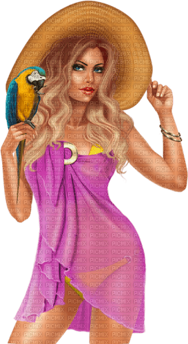 Woman. Parrot. Leila - ücretsiz png