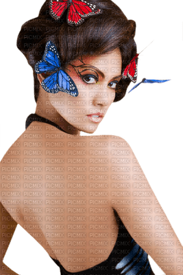 Kaz_Creations Woman Femme Butterflies - PNG gratuit