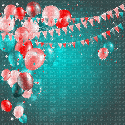 soave background animated birthday pink teal - GIF animé gratuit