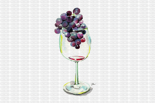 Wine Glass with Grapes - Zdarma animovaný GIF