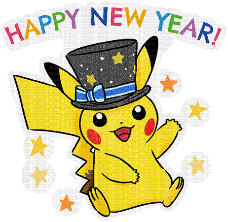 pokemon go pikachu happy new year - darmowe png