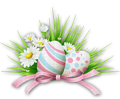 soave deco easter eggs grass bow flowers - 免费PNG