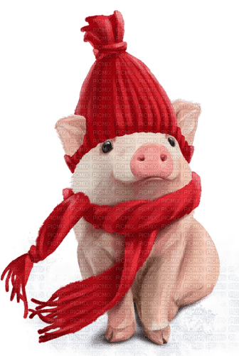 Pig. Christmas. Winter. Leila - PNG gratuit