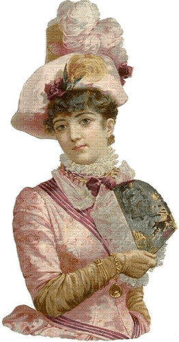 vintage, lady, fächer, rosa - 無料png