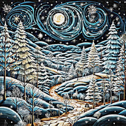 sm3 winter gif blue landscape - Бесплатный анимированный гифка