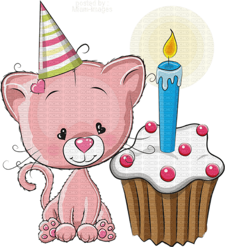 kikkapink deco scrap birthday cake cat - gratis png