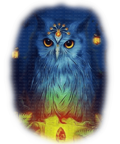 Rena Fantasy Owl Eule Art Kunst blue - png ฟรี