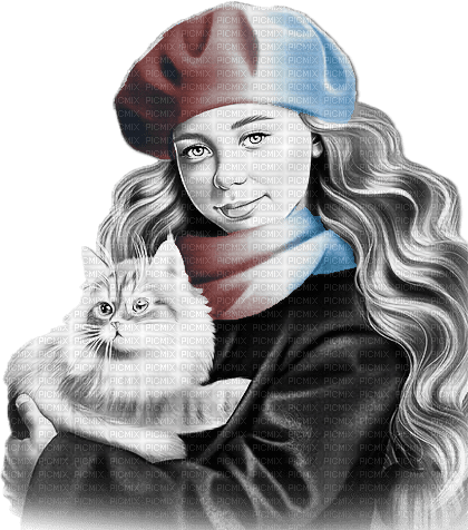 soave woman hat cat animals fashion autumn winter - 免费PNG