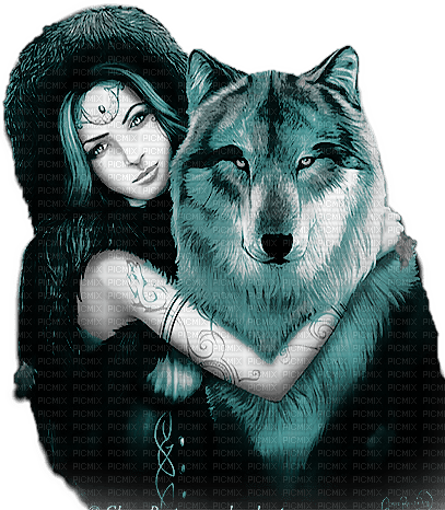 soave woman fantasy autumn wolf friends black - besplatni png
