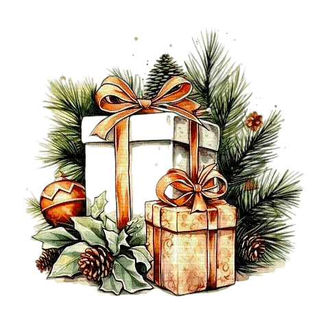 Vintage Christmas boxes - nemokama png
