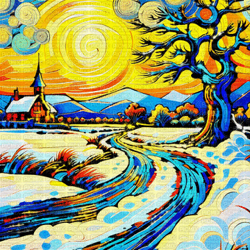 animated background winter painting - Besplatni animirani GIF