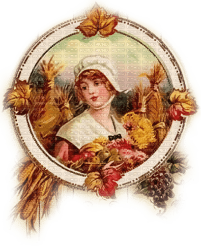 soave woman vintage autumn leaves circle - 無料png