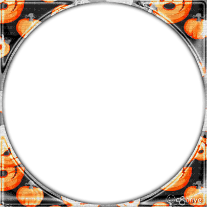soave frame halloween circle pumpkin black white - png grátis