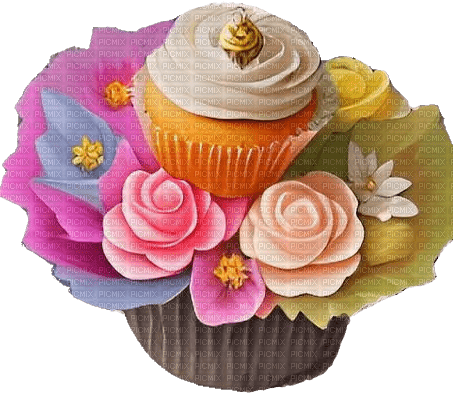 cupcake con rose - PNG gratuit
