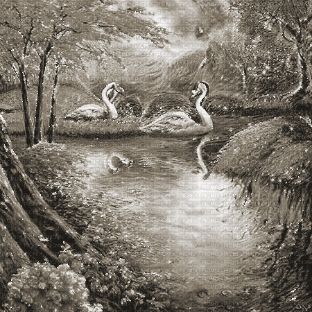 kikkapink autumn background swan lake - 無料のアニメーション GIF