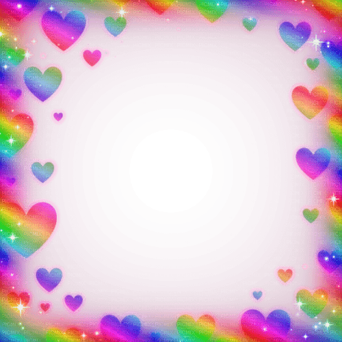 Hearts.Sparkles.Frame.Rainbow - PNG gratuit