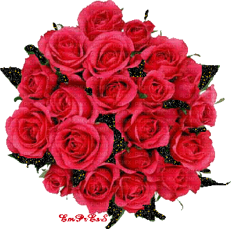 red roses bouquet with glitter - GIF animé gratuit
