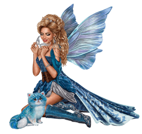 fairy  with cat  by nataliplus - bezmaksas png