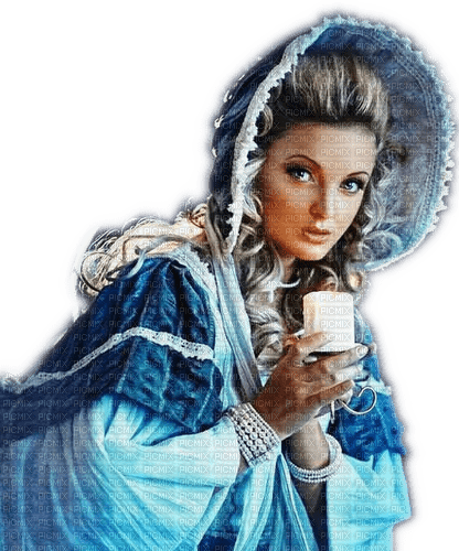 Rena blue Vintage Woman Lady Frau - PNG gratuit