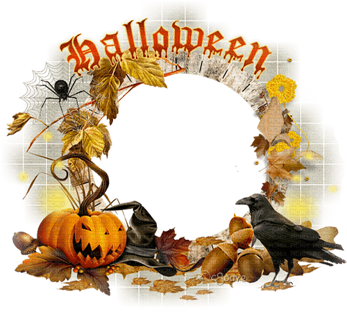 soave frame text halloween leaves bird pumpkin - png gratuito