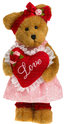 Teddy.Bear.Vintage.Heart.Love.Brown.Pink.Red - Free PNG