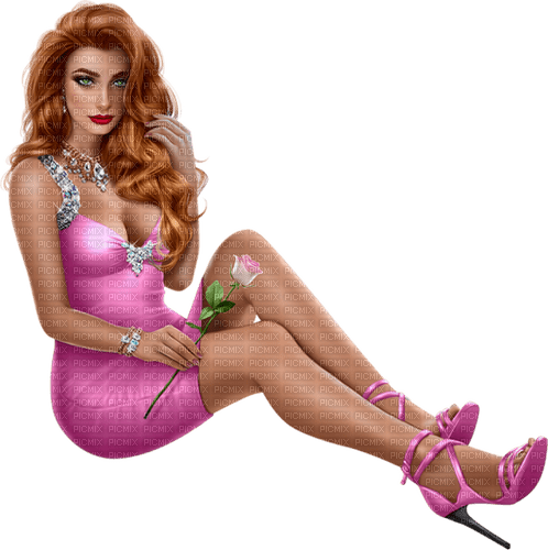 summer woman in pink by nataliplus - gratis png