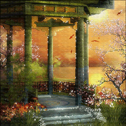 soave background animated oriental garden - Ilmainen animoitu GIF