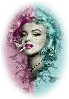Marilyn Monroe Woman Femme Pink Teal JitterBugGirl - Free PNG