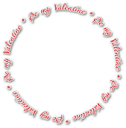 Text.Circle.Be My Valentine.White.Red - png gratis